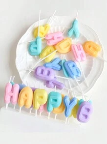 13pcs/Set Colorful Macaron Double-Sided Birthday Party Cake Decoration Candles, Back To School Valentine Day - Multicolor - View 4