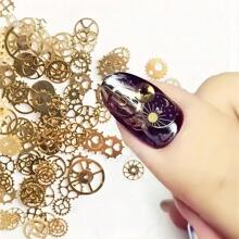 Nail Art Accessory: 1Pc Metallic Gear Steampunk Mechanical Time Gear & Christmas Decoration Piece Diy Nail Charms Nail Gems Nail Supplies Nails - Gold - View 1