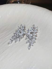 2入組奢華鑽石造型耳環,帶有樹葉設計,適合女性日常佩戴、約會、婚禮等場合 - 耳環 - 查看 7