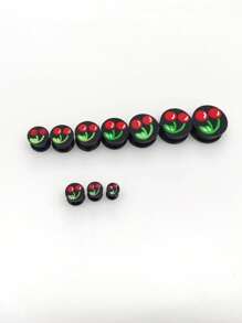 OKAYDOKY 2組矽膠雙層挖空兩色耳輪套裝,尺寸6mm、8mm、10mm和12mm至25mm,適合日常佩戴 - 彩色 - 查看 1