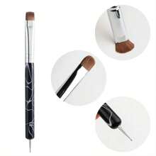 1pc French Half Round Dual-End Nail Art Brush & Rhinestone Picker Nail Tool - Black - View 1