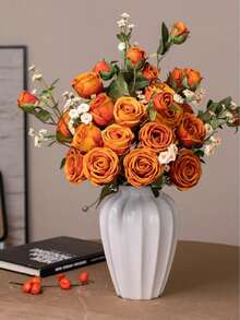 1朵3朵人造玫瑰花裝飾,適用於婚禮派對和家居花藝裝飾 - 橘色 - 查看 9