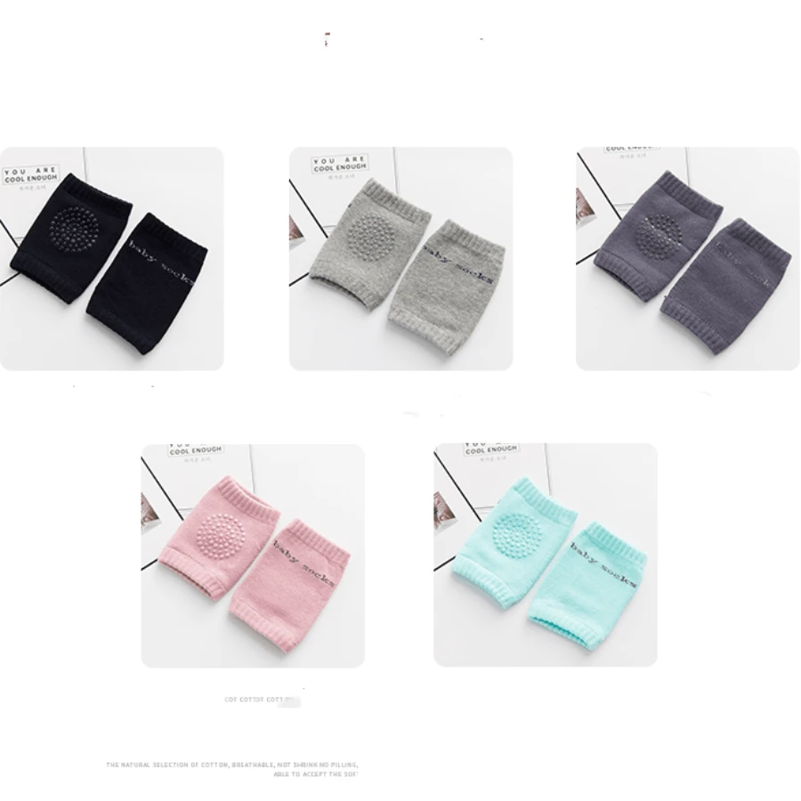 5對/套組合粉紅色、綠色、深灰色、黑色、淺灰色的嬰兒護膝,夏季版本,韓國風格,配有毛絨、防滑、愛心形狀的凝膠襪 - 彩色 - 查看 1
