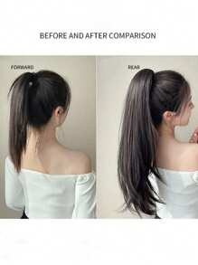 Naturally Curly Long Hair High Temperature Hairpiece Ponytail Claw Clip Casual Halloween - Black - View 2