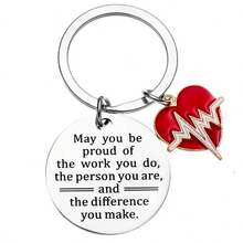 1pc Stainless Steel Keychain For Doctor, Nurse, Friendship, Inspiration - Silver - View 2