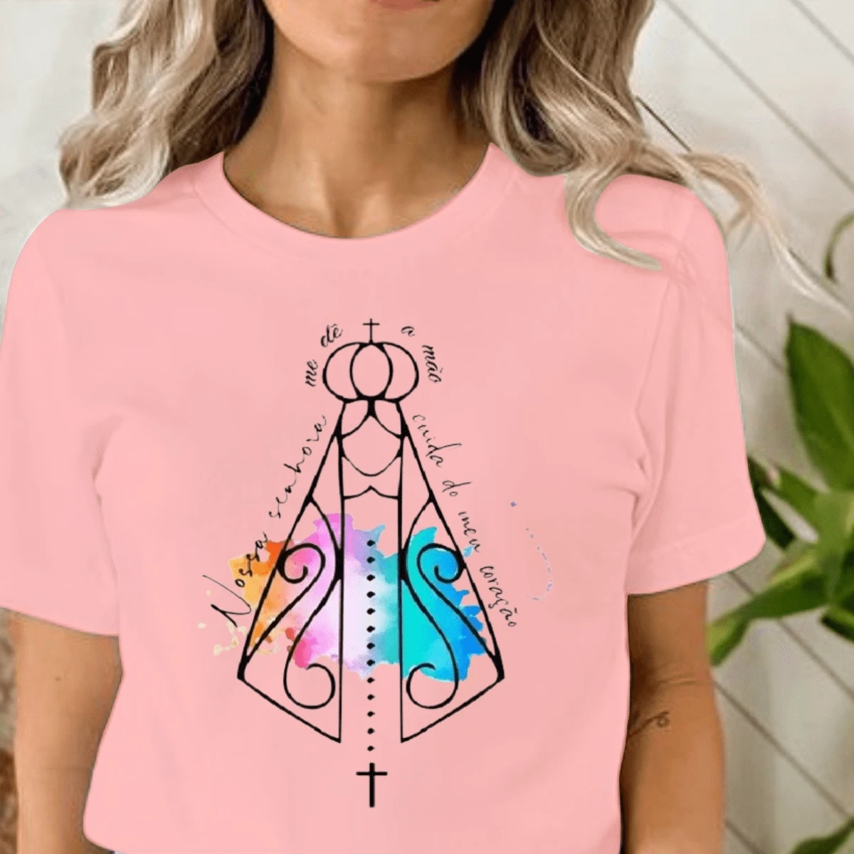 Women T-Shirts - 藕粉色 - 查看 1