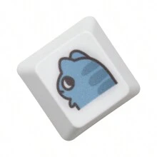 1個可愛藍色貓設計d型按鍵帽,與zxc兼容,oem按鍵帽輪廓,適用於機械鍵盤 - 可愛藍貓D型(ZXC用)x1 - 查看 1