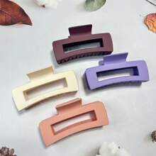4pcs/set 10.5cm Stylish Matte Large Size Hair Clip With Retro Hollow Out Square Design For Women's Elegant Updo - Combination Colors - View 1