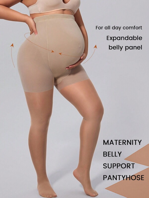 Comfort Maternity Expandable Belly Panel Support Pantyhose with Adjustable Strecthy Waistband