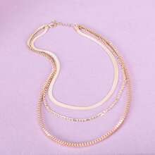 歐美跨國飾品,幾何誇張多層項鍊女,時尚龐克短項鍊配件 - 金黃色 - 查看 3