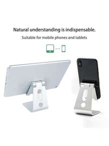 桌面單層折疊金屬支架鋁合金手機平板雲懶人架，適用於手機和平板電腦 - 銀色 - 查看 6
