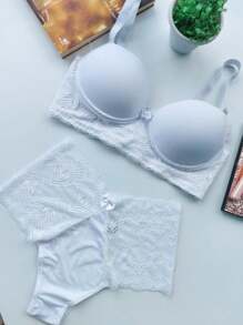 Plus Size Bra & Panty Sets - 白色 - 查看 1