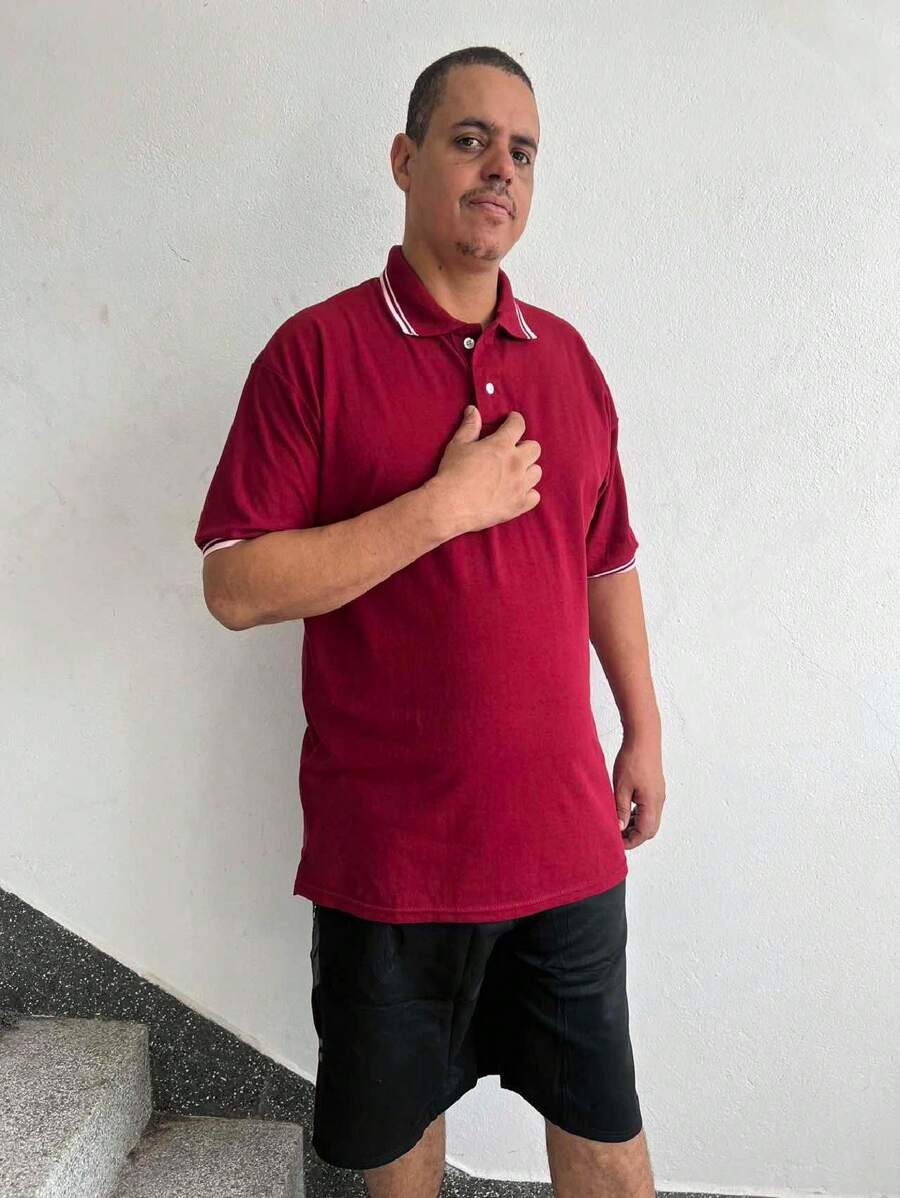 Men Polo Shirts - 酒紅色 - 查看 1