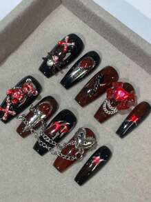 適用於派對、生日和日常穿搭，提升您的時尚品味。配有1pc JellyGlue，1pc美甲文件。包含（每種1pc） - 彩色 - 查看 1