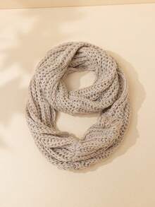 1件女士雙圈編織針織圍巾,適用於秋冬保暖,戶外休閒裝飾性頸飾 - 米色 - 查看 4