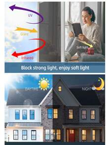 1 捲窗戶防窺膜單向日間隱私乙烯基自黏防曬防紫外線反射窗戶貼膜適用於家庭和辦公室 - 黑色 - 查看 3