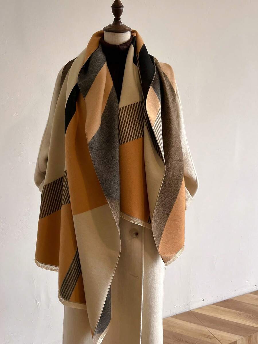 1 Miếng Của phụ nữ Nhiều màu Họa tiết Hình học Dệt hoa Tính hai mặt Bắt chước Cashmere Mùa thu Và Mùa Đông Ấm áp Khăn quàng cổ Và Khăn choàng Thích hợp Đối với Sử dụng hàng ngày - Nhiều màu - Xem 1