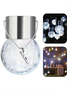 2/4/6/8pcs Solar Powered Outdoor Hanging Lights, Cracked Glass Ball Decorative Lights, Atmosphere Lights, Waterproof Solar Landscape Lights, Suitable For Daily And Holiday Decoration, Such As Backyard Lawn Garden, Garden Fence, Porch, Trees, Patio, Birthday Party, Wedding Party, Family And Friends Gathering/Entertainment Occasions (Multi-Color) - White - View 1