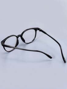1入組透明輕量PC素面圓框眼鏡，適用於辦公及閱讀，無度數鏡片，適用於任何性別，炫酷眼鏡配件 - 黑色 - 查看 3