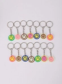 14件套卡通臉鑰匙扣 - 彩色 - 查看 1