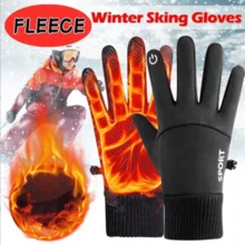 1 件冬季防风防水保暖手套，暖手器，适用于滑雪、登山、骑自行车等户外活动。带触摸屏功能。防滑、防风、防水，圣诞礼物 - 黑色 - 查看 2