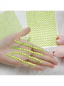 Finego 1799 件 4 張水鑽貼紙 3/4/5/6 毫米自黏水鑽寶石適用於臉部眼睛化妝頭髮身體 - 綠色 - 查看 5