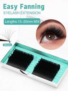 Qeelasee 1 Box 15-20mm MIX Blooming Flare Lashes  Automatic Fanning Lash Faux  Volume Eyelash Extensions Easy Fan - Black - View 3