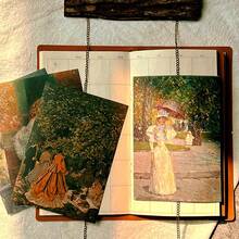 50入組復古油畫材料紙,風景、植物和花卉圖案裝飾底紙,美學diy拼貼剪貼簿材料,日誌和創意藝術的藝術材料 - 藏蓝色 - 查看 3