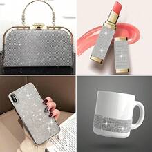 (0.67 inches X 1 size) Self adhesive crystal rhinestone ribbon - rhinestone stripes, DIY flash ribbon stickers rhinestone glue crafts mobile phone car decoration (8 rows), wedding, party gifts ribbon decoration handicrafts - Multicolor - View 3