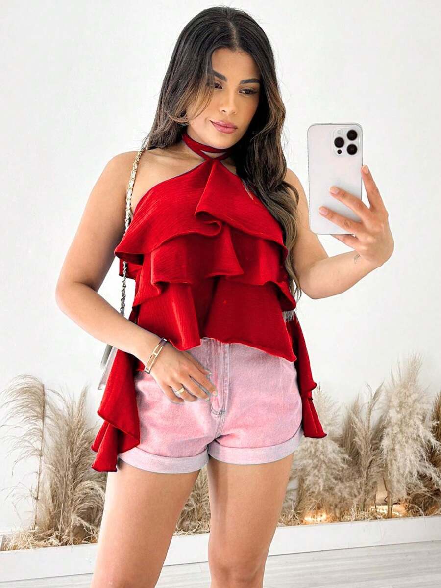 Women Tops - Red - View 1