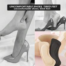 5對腳跟墊,腳跟夾,腳跟墊 - 可重複使用的自粘鞋墊,適用於女式寬鬆鞋 - 杏色 - 查看 5