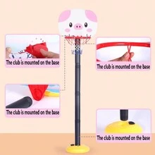 兒童卡通籃球機架套裝,男女寶寶射球框幼稚園球玩具,室內/室外可調節籃球框,適用於兒童生日禮物,聖誕禮物和新年禮物 - 紅色 - 查看 7