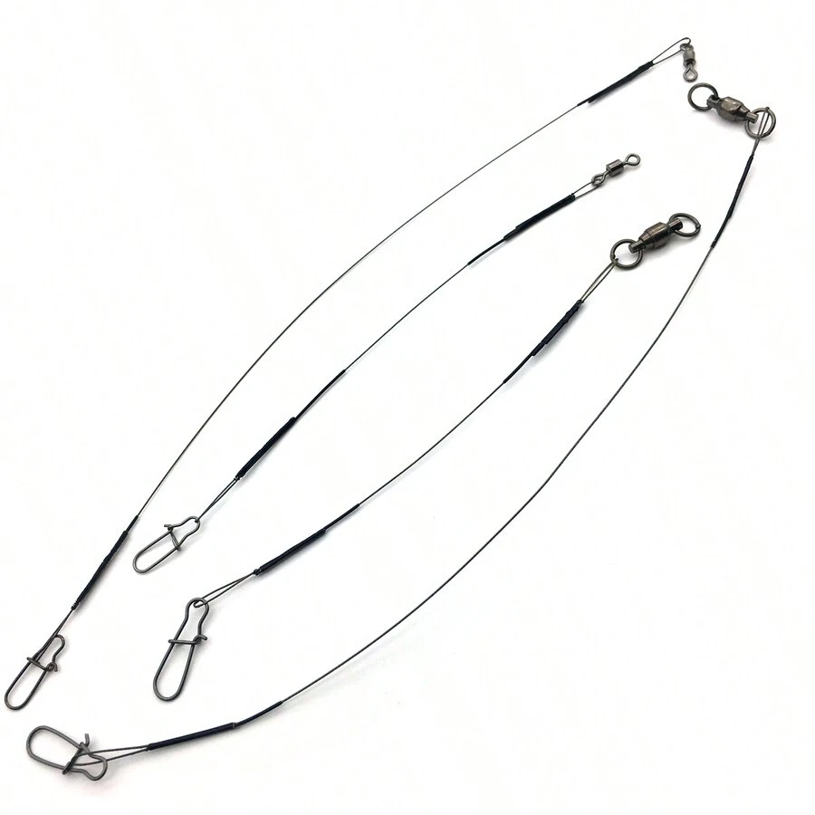 Rompin 3入組超細海釣餌,超柔軟,防咬和防磨損,具有軸承旋轉的誘餌釣魚線 - 鏽棕色 - 查看 1