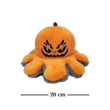 1pc Reversible Spider Jack-O-Lantern Plushie Double Cute Stuffed Reversible Octopus Doll Halloween Home Decoration Christmas Gift Halloween Decoration - Orange to Gray - View 3