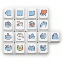 1個可愛藍色貓設計d型按鍵帽,與zxc兼容,oem按鍵帽輪廓,適用於機械鍵盤 - 可愛藍貓D型(ZXC用)x1 - 查看 2