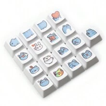 1個可愛藍色貓設計d型按鍵帽,與zxc兼容,oem按鍵帽輪廓,適用於機械鍵盤 - 可愛藍貓D型(ZXC用)x1 - 查看 3