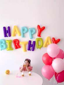 Set De 34 Piezas De Globos Con Letras'feliz Cumpleaños', Globo Con Forma De Pastel De Dibujos Animados De 16 Pulgadas, Globo De Letras Colorido Para Decoración De Fiesta De Cumpleaños - Multicolor - Ver 3