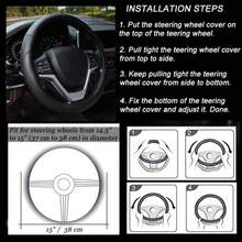 1pcMicrofiber Leather Steering Wheel Cover Universal 15 Inch (Black)Steering Wheel Cover Leather Protective Cover Four Seasons General Car Interior Decoration Splicing Protection Set Car Supplies - Black - View 4