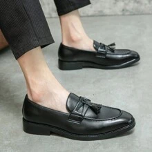 Nam Màu sắc Đánh bóng Tua Giày đế bệt , Phong cách Anh quốc Thương vụ Hàng ngày Giày dép Giày lười Giày dép Đối với Thời trang - màu đen - Xem 1