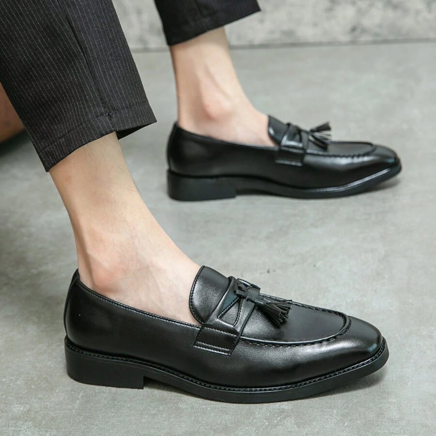 Nam Màu sắc Đánh bóng Tua Giày đế bệt , Phong cách Anh quốc Thương vụ Hàng ngày Giày dép Giày lười Giày dép Đối với Thời trang - màu đen - Xem 1