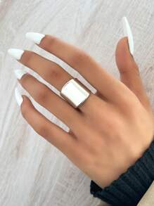 Aomogo Anillos De Acero Inoxidable Minimalist Ajustable Abierto Para Parejas De Hombre Y Mujer, Regalo De Joyería De Fiesta - Plateado - Ver 1