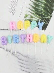 13pcs/Set Colorful Macaron Double-Sided Birthday Party Cake Decoration Candles, Back To School Valentine Day - Multicolor - View 7
