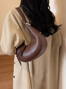 Bolso Suave Texturizado Para Mujer, Nuevo Bolso De Bola De Masa Para Mujer, Bolso De Media Luna De Axila, Bolso De Hombro, Bolso De Viajero De Gran Capacidad, Bolso