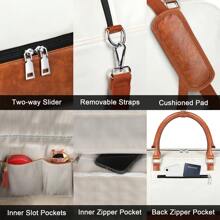 男士/女士週末旅行提包,設有鞋收納格和載具手柄,皮革健身包,適用於商務旅行、運動、學校、假日旅行,夜宿包,經典奢華的旅行套件,旅行必備品及其配件 - 白色 - 查看 5