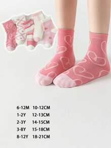 5雙冬季保暖可愛中筒襪,毛底襪,適用於秋冬季節的厚實嬰兒襪 - 彩色 - 查看 2