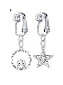 CIZME 1套裝的2女士們假肚臍環假肚臍指甲片夾在肚臍圓環銀 - 銀色 - 查看 16