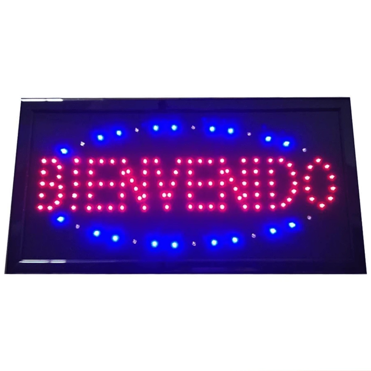 Bienvenido LED - Panel frontal abierto - 48 cm X 25cm - 2 configuraciones de luz - Luces LED estáticas - Negro - Ver 1