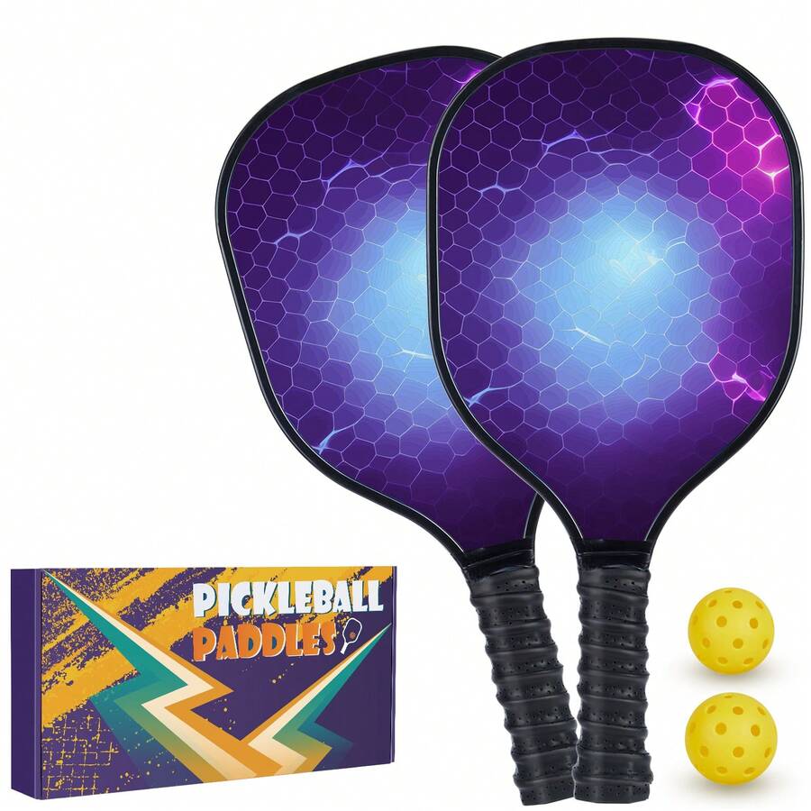 ENERFACE Pickleball Paddles,USAPA Approved Beautiful Pickleball Rackets Set,Wood/Fiberglass Surface Pickleballs Set with Pickleball Racket,Pickle Ball Paddles for Beginners & Pros - Màu tím - Xem 1
