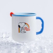 SNOOPY 1個帶陶瓷內襯和不銹鋼外殼的糖果色杯子,便攜式保溫冷熱水杯,適用於女性 - 白色 - 查看 1