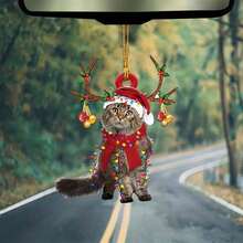 1入組家居裝飾亞克力鹿角和貓設計的聖誕掛飾,適用於庭院 - 彩色 - 查看 3